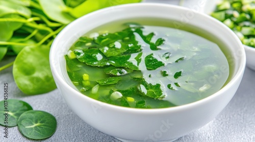 Asian-Inspired Soup with Fresh Duckweed Leaves