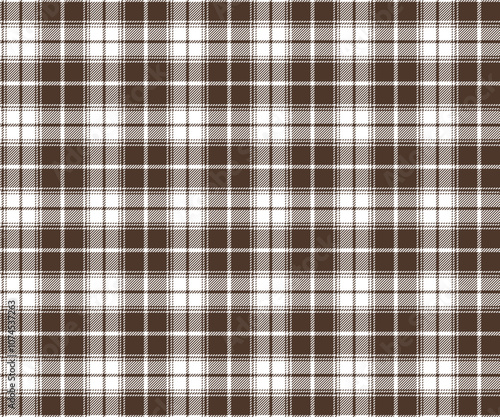 Plaid fabric pattern, brown, white, modern seamless cross lines grid pattern for textiles, and for designing clothes, skirts or decorative fabrics. Vector illustration.