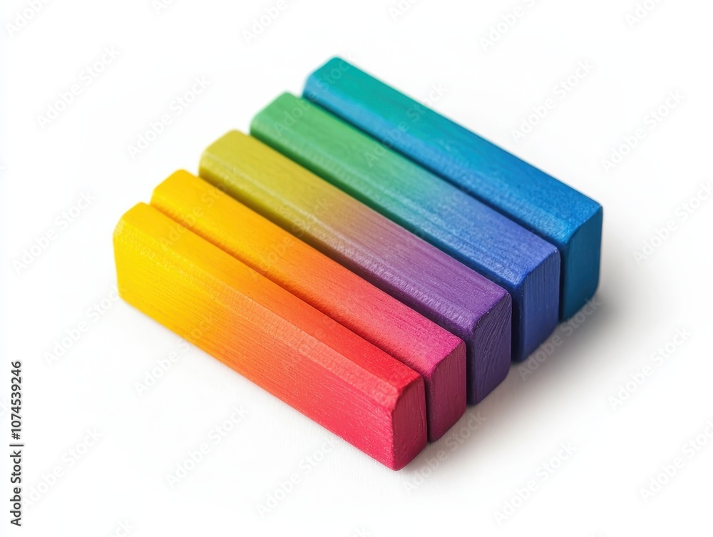 Fototapeta premium Vibrant colored chalks arranged in gradient hues for creative art projects.