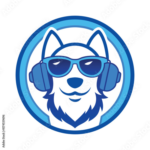 Cute Dog with Headphones Vector Illustration - Playful and Stylish Music-Loving Pet Character for Entertainment and Fun Art photo