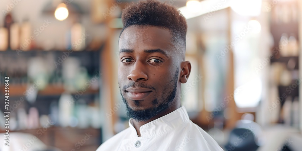 Confident barber at stylish modern salon, copy space Confident barber at stylish modern salon, copy space