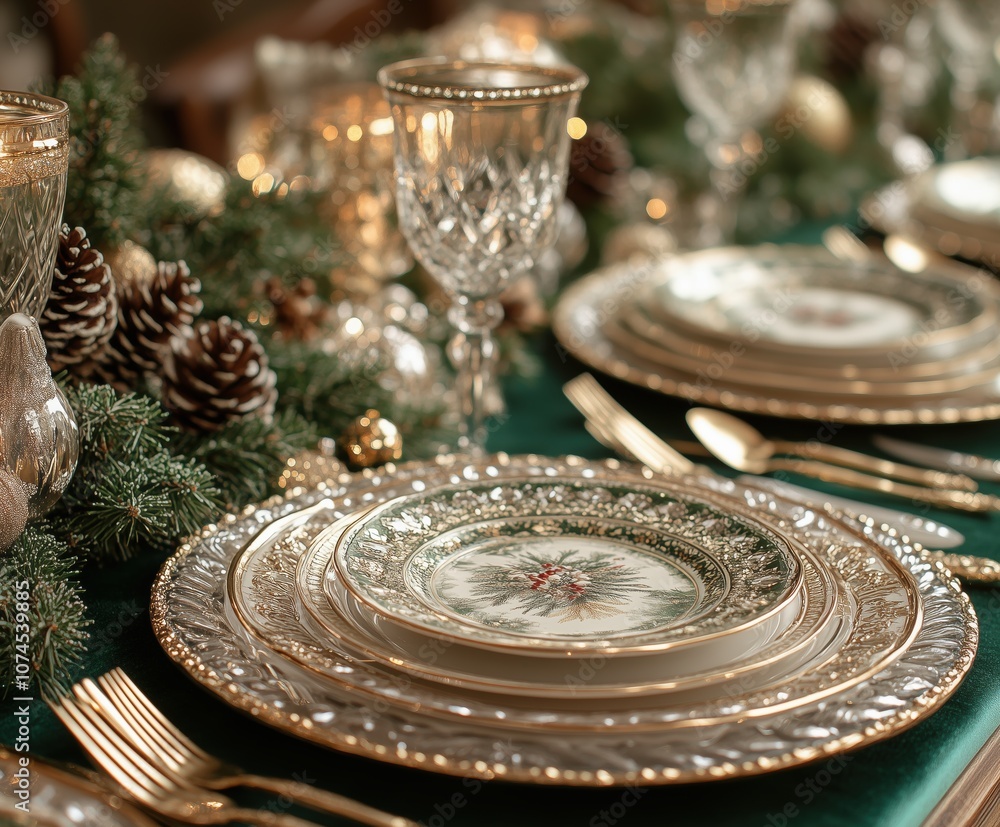 Realistic image: setting the Christmas table Realistic image: setting the Christmas table