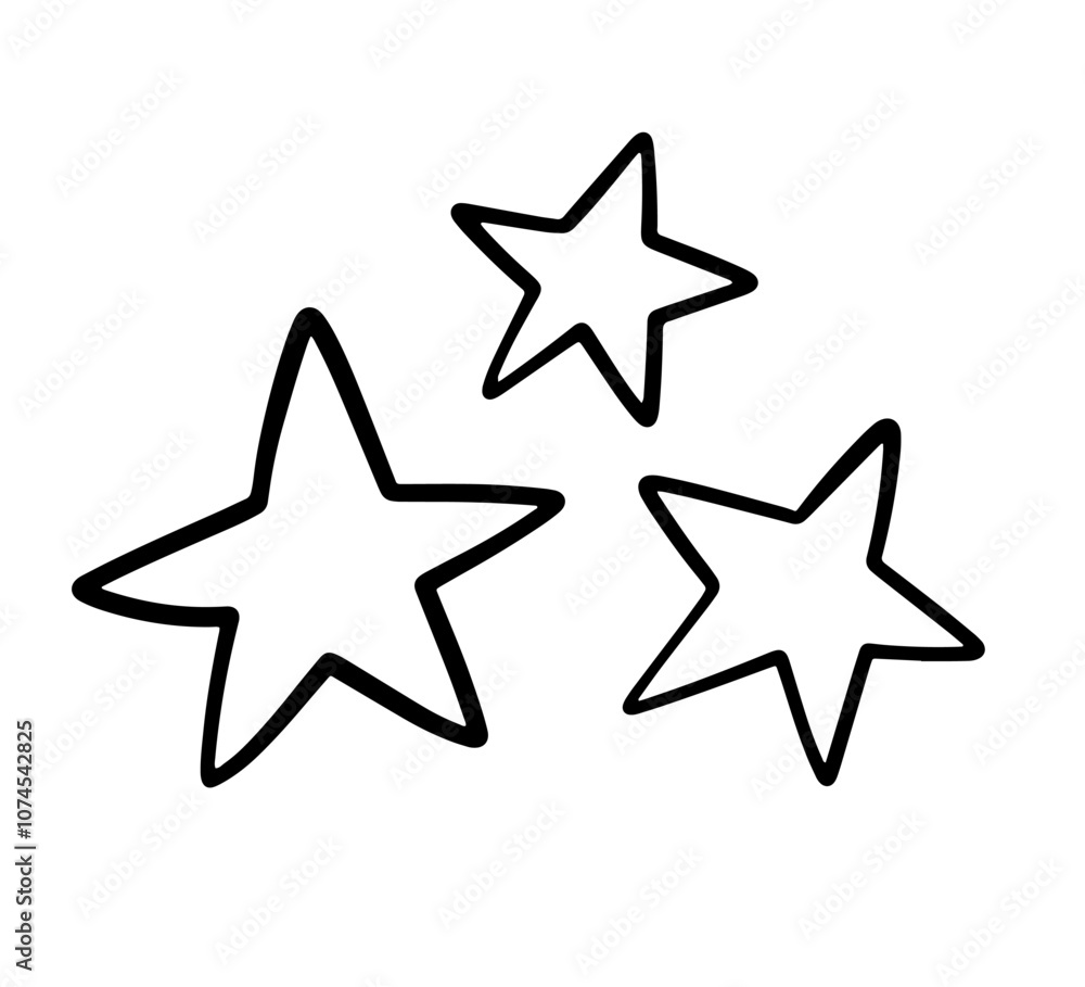 Obraz premium Scribble Stars Hand Drawn Doodle Shape Element