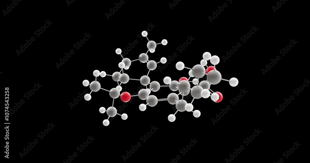 Tetrahydrocannabinolic acid molecule, rotating 3D model of thca, looped video on a black background Tetrahydrocannabinolic acid molecule, rotating 3D model of thca, looped video on a black background