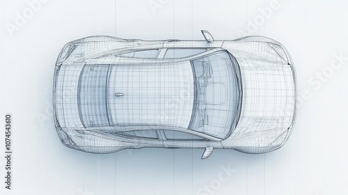 Top view of a car in wireframe