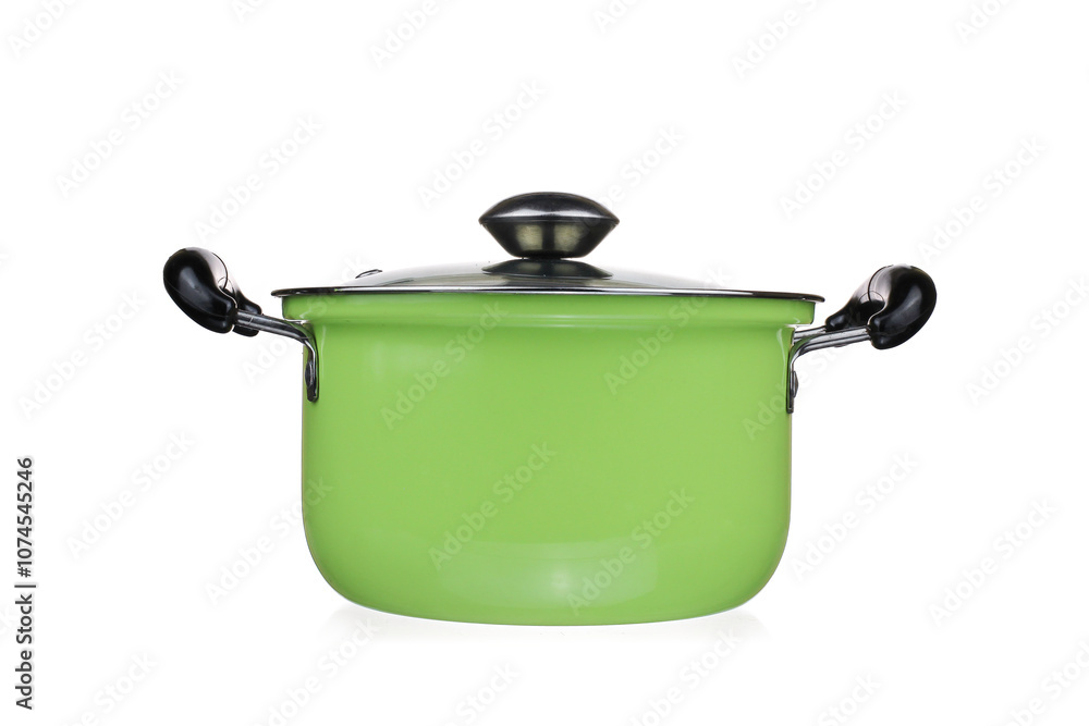 green pot with a glass lid isolated on white background green pot with a glass lid isolated on white background