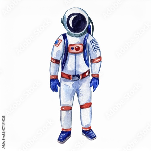 astronaut watercolor hand drawn isolated on white