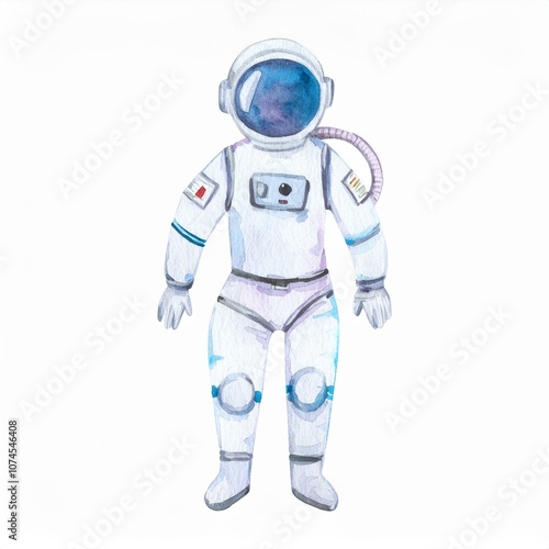 astronaut watercolor hand drawn isolated on white