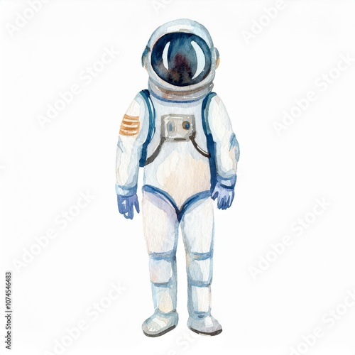 astronaut watercolor hand drawn isolated on white