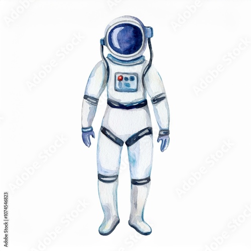 astronaut watercolor hand drawn isolated on white