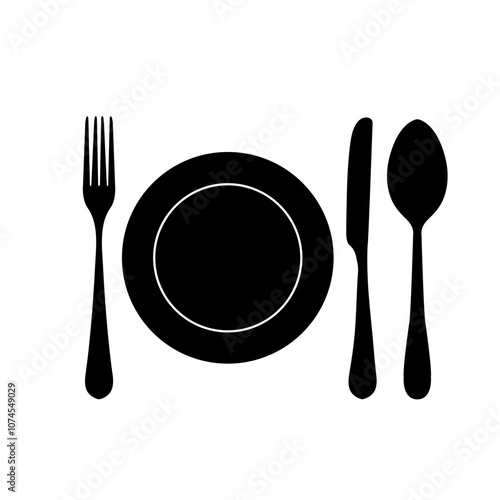 plate, fork, knife, spoon vector icon