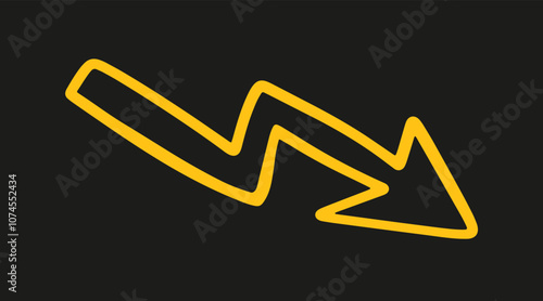 Scribble Zigzag Arrow Sign Hand Drawn Vector Icon