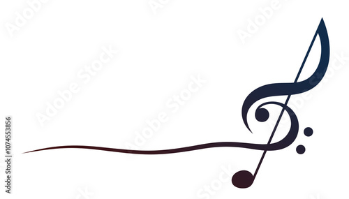 The symbol of a stylized treble clef.
