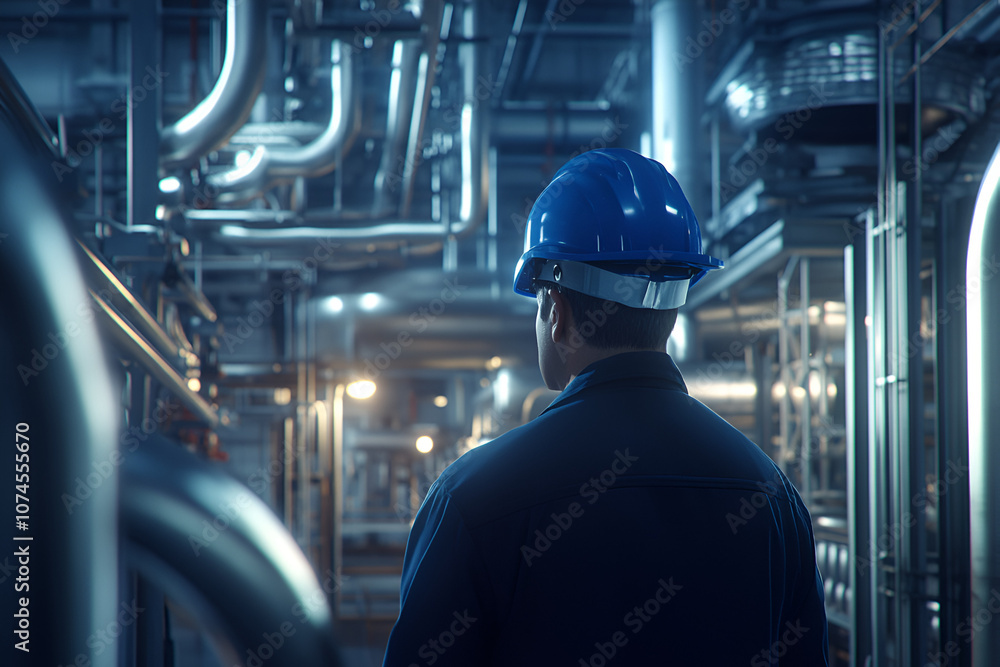 Chief engineer conducts thorough inspection and repair of industrial infrastructure Chief engineer conducts thorough inspection and repair of industrial infrastructure