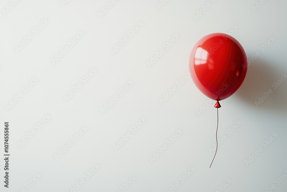 Red Balloon isolated on Minimal White Background with copy space, Perfect for Celebration and Minimalist Concepts Red Balloon isolated on Minimal White Background with copy space, Perfect for Celebration and Minimalist Concepts