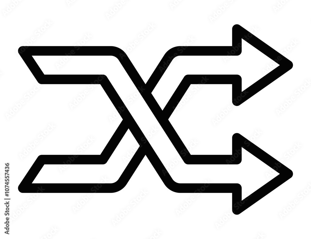 Shuffle icon in minimalistic outline style. Editable stroke. Shuffle icon in minimalistic outline style. Editable stroke.