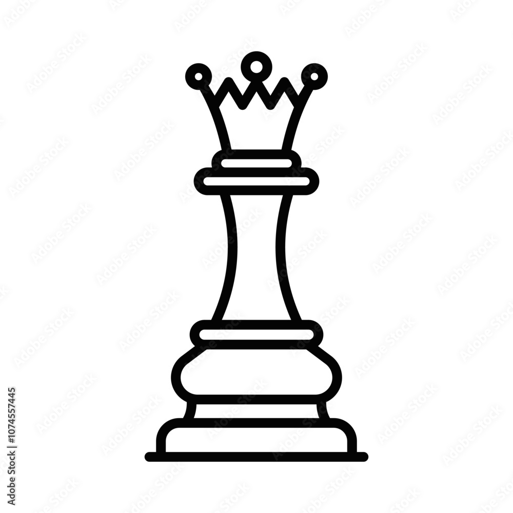 Queen chess piece icon in outline style. Editable stroke. Queen chess piece icon in outline style. Editable stroke.