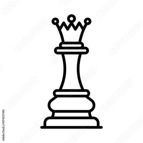 Queen chess piece icon in outline style. Editable stroke.