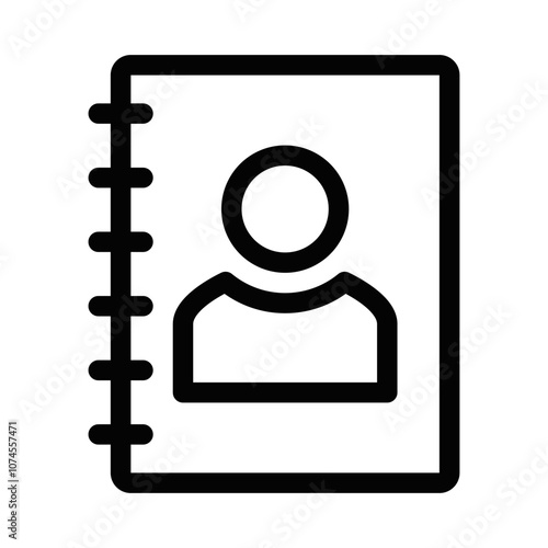 Outline icon of a contact book with a user icon. Editable stroke. photo