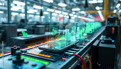 Wallpaper Mural Futuristic Factory AR Scene with Eco-friendly Smartphone Assembly Line Torontodigital.ca