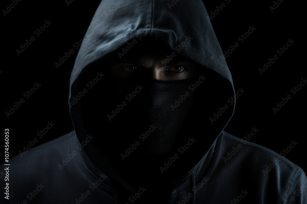 Hombre con capucha y balaklava. Hombre con capucha y balaklava.