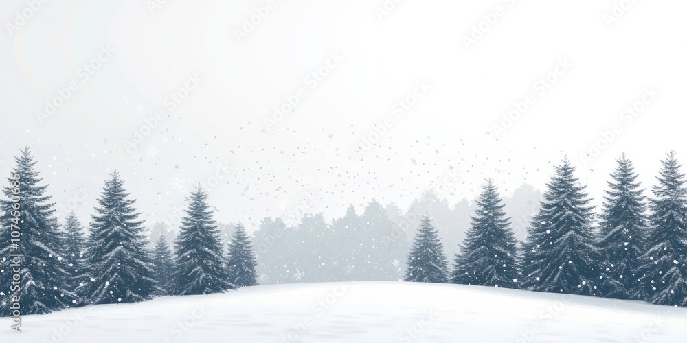 Naklejka premium A snowy landscape with many pine trees covered in snow background outdoors scenery.