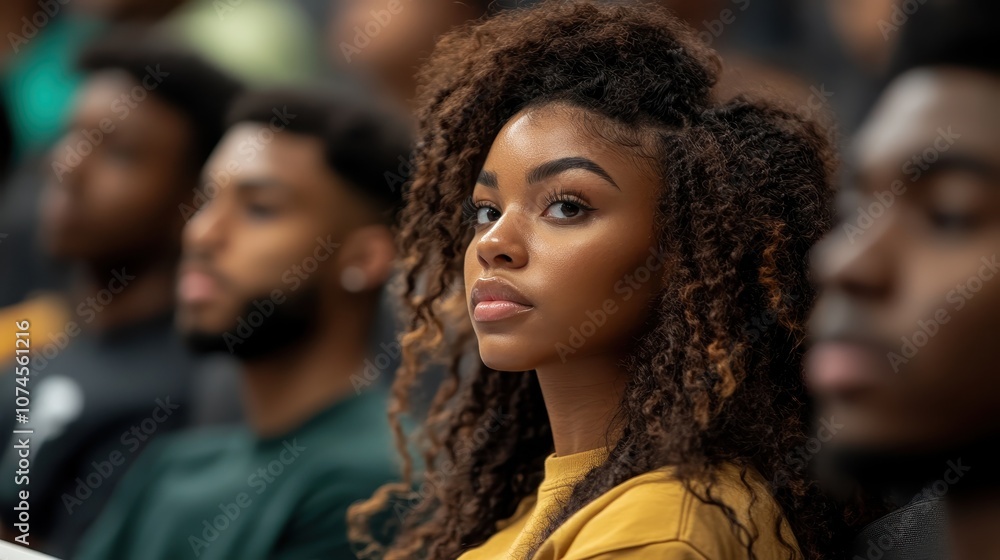 A focused female student in a busy lecture hall, illustrating dedication and the pursuit of knowledge amid peers in a dynamic learning environment. A focused female student in a busy lecture hall, illustrating dedication and the pursuit of knowledge amid peers in a dynamic learning environment.