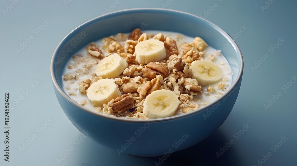 Healthy & Delicious: A Bowl of Oatmeal, Banana, and Nuts for a Perfect Start to Your Day Healthy & Delicious: A Bowl of Oatmeal, Banana, and Nuts for a Perfect Start to Your Day
