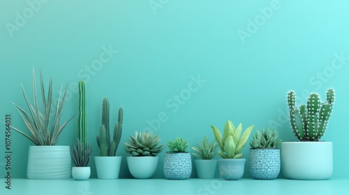 Small succulent care tools beside arranged plants, close-up of cacti in room,