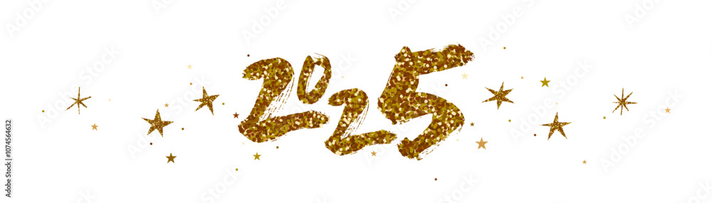 2025 border, gold glitter numbers and stars banner 2025 border, gold glitter numbers and stars banner