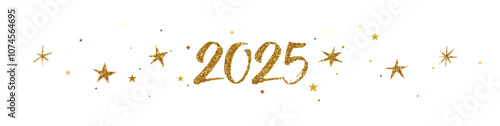 Wallpaper Mural 2025 banner, gold glitter numbers and stars border Torontodigital.ca