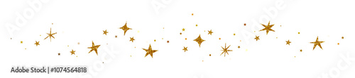 Christmas border, gold glitter stars divider
