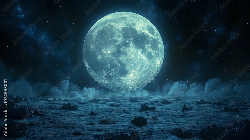 Majestic full moon shimmering over a tranquil coastal landscape at night,with waves lapping against the rocky shore and a starry night sky backdrop. The scene conveys a sense of peace,wonder. Majestic full moon shimmering over a tranquil coastal landscape at night,with waves lapping against the rocky shore and a starry night sky backdrop. The scene conveys a sense of peace,wonder.