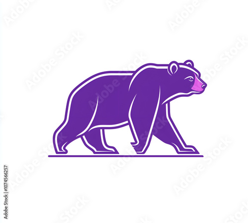 simple line art of a bear walking on white background