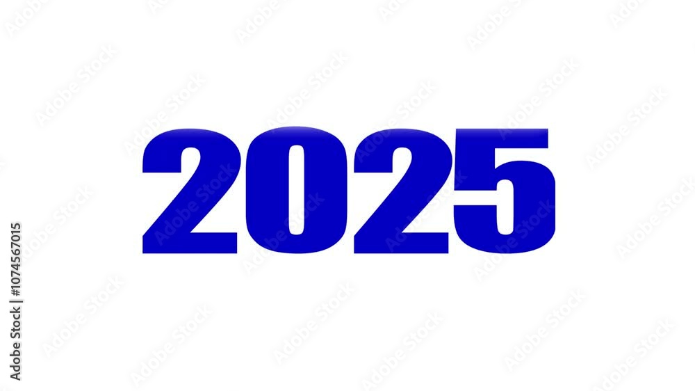 Blue text 2025 counting animation on white background, 2025 text animation scrolling up and down Blue text 2025 counting animation on white background, 2025 text animation scrolling up and down