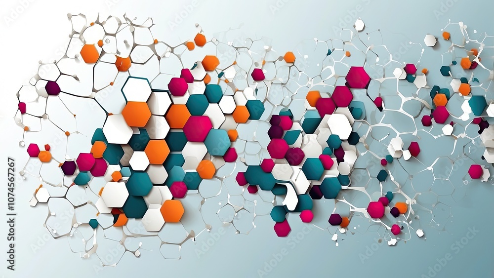 abstract hexagonal molecular formations with a scientific and technological bent. design for medicine. Illustration in abstract hexagonal molecular formations with a scientific and technological bent. design for medicine. Illustration in