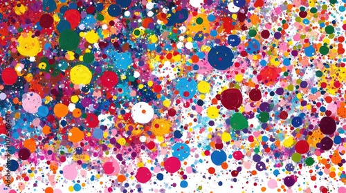 Colorful Abstract Art with Vibrant Dots and Splashes of Paint Ideal for Backgrounds, Creative Projects, and Modern Decor