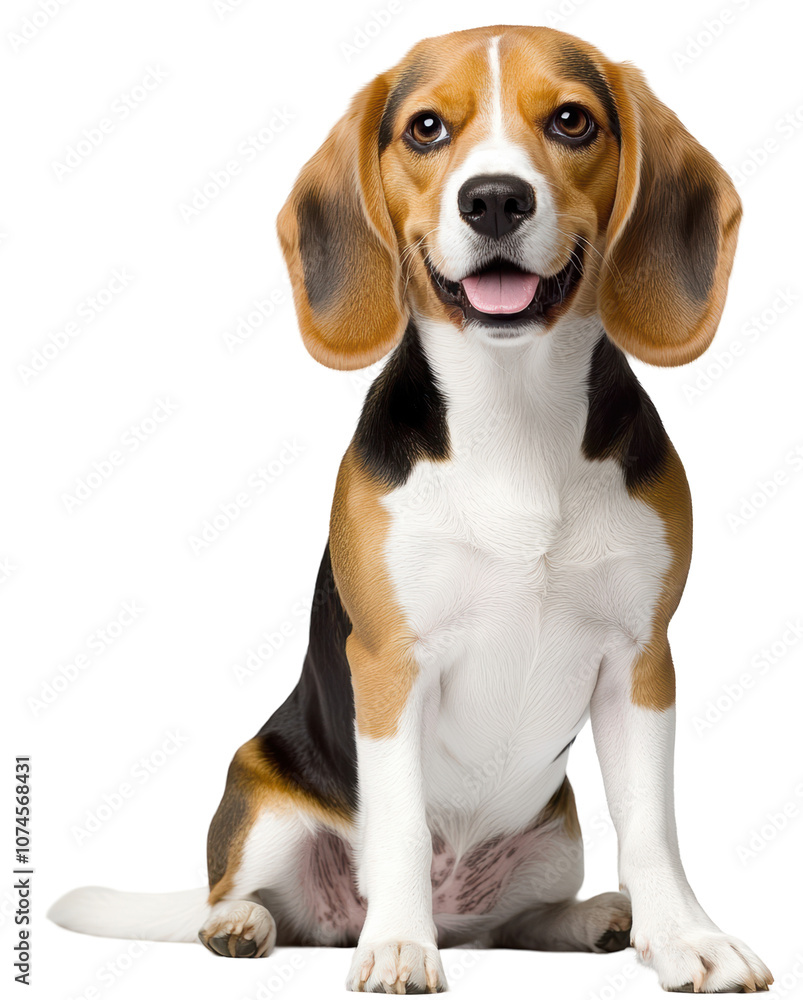 Beagle sitting with a cheerful smile on a transparent background, ideal for family-friendly and playful pet designs. Beagle sitting with a cheerful smile on a transparent background, ideal for family-friendly and playful pet designs.