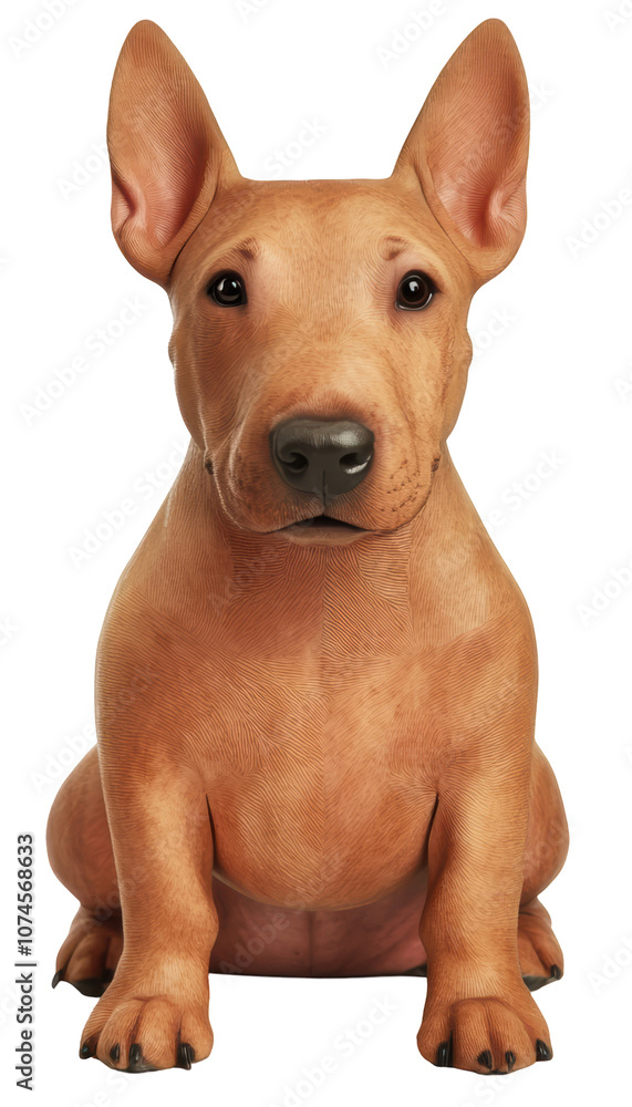 Bull Terrier puppy sitting with a curious look on a transparent background, ideal for unique and playful pet graphics. Bull Terrier puppy sitting with a curious look on a transparent background, ideal for unique and playful pet graphics.