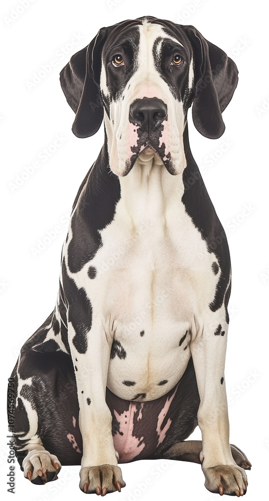 Great Dane sitting with a noble expression on a transparent background, suitable for big dog and majestic-themed designs. Great Dane sitting with a noble expression on a transparent background, suitable for big dog and majestic-themed designs.