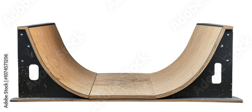 Wooden skate ramp on a transparent background, perfect for skateboarding and extreme sports designs.