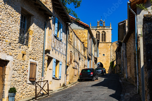 Bell Tower of the Church of Saint-Pierre-aux-Liens in Aurignac at the End of the Medieval Street