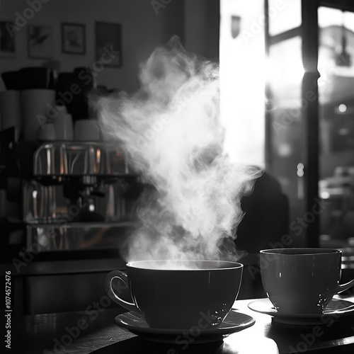 The Art of Coffee: Steam Rising in an Artisanal Cafe