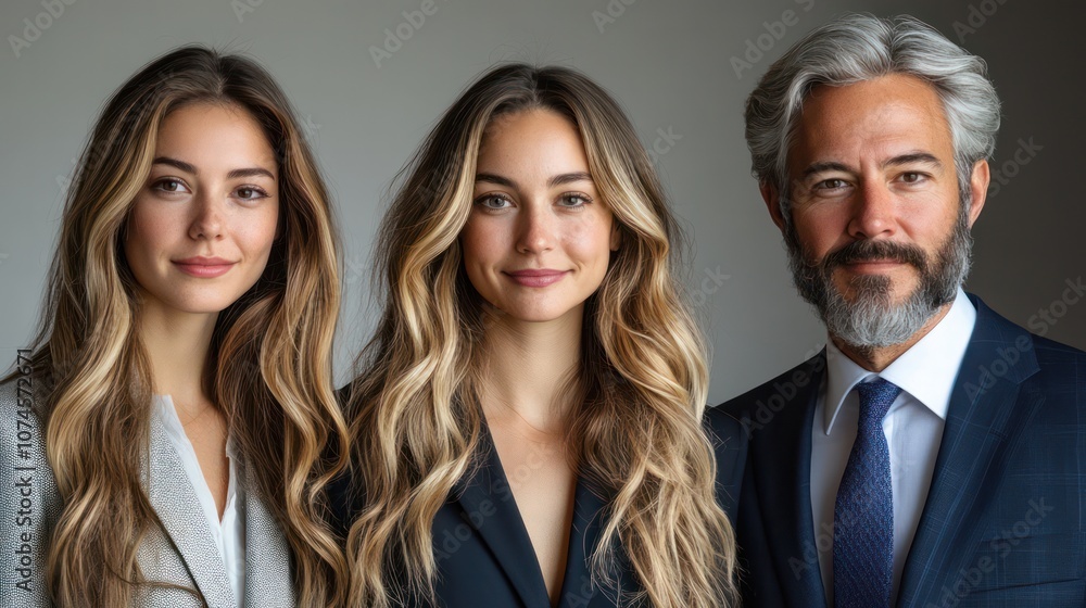 Canadian business team, mixed-generation members, formal clothing, isolated, white background Canadian business team, mixed-generation members, formal clothing, isolated, white background