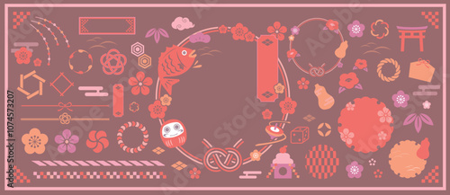 和柄モチーフのお正月デザインセット