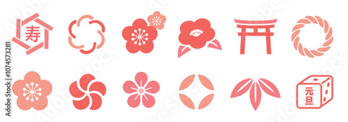 和柄モチーフのお正月デザインセット