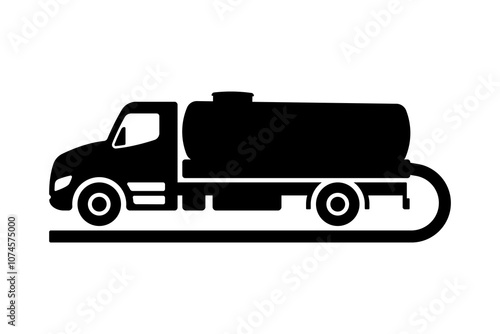 Sewage truck icon. Black silhouette. Side view. Vector simple flat graphic illustration. Isolated object on white background. Isolate.