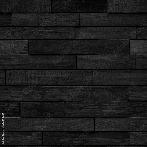 Wallpaper Mural A textured black wooden wall featuring rectangular planks arranged in a sleek, modern pattern for contemporary interior design. Torontodigital.ca