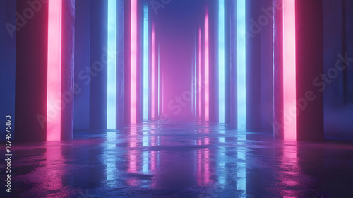 Neon Glow Abstract Background 3D Illustration