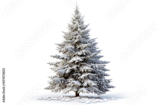 Snowy christmas tree plant white pine.